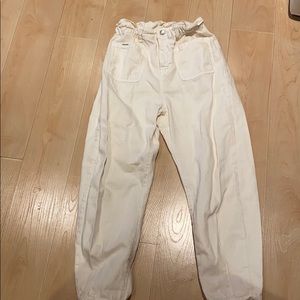 Zara paper bag pants cream